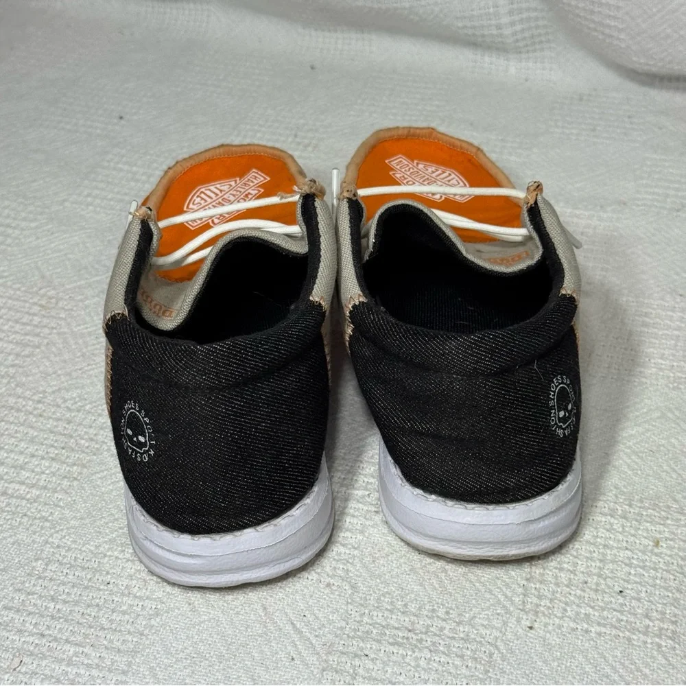 Hey‎ Dude Harley-Davidson Kids Sneakers in Orange and Black Size 4 Women 6